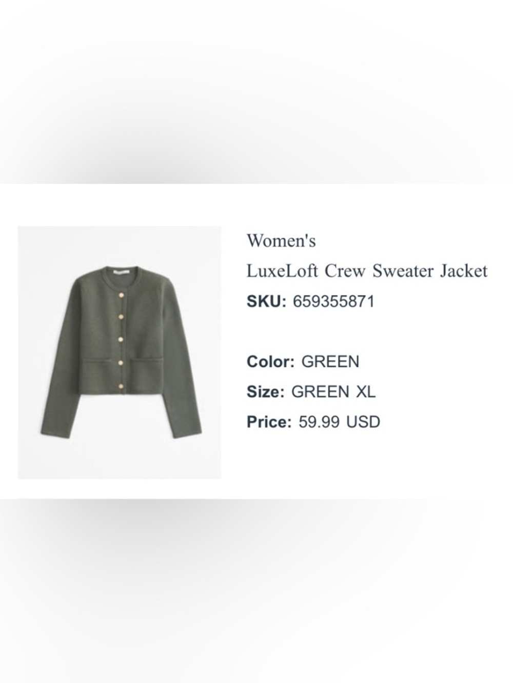 Abercrombie & Fitch LuxeLoft Sweater Jacket - Olive Green